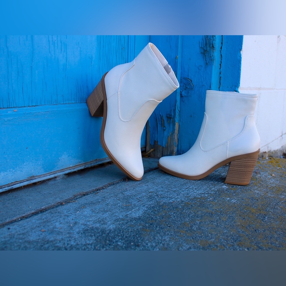 White ankle boots